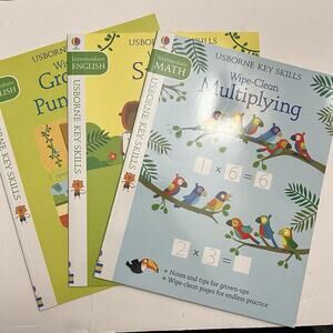 Usborne Intermediate Math And English Wipe Clean Erasable Activity Book Set Of 3